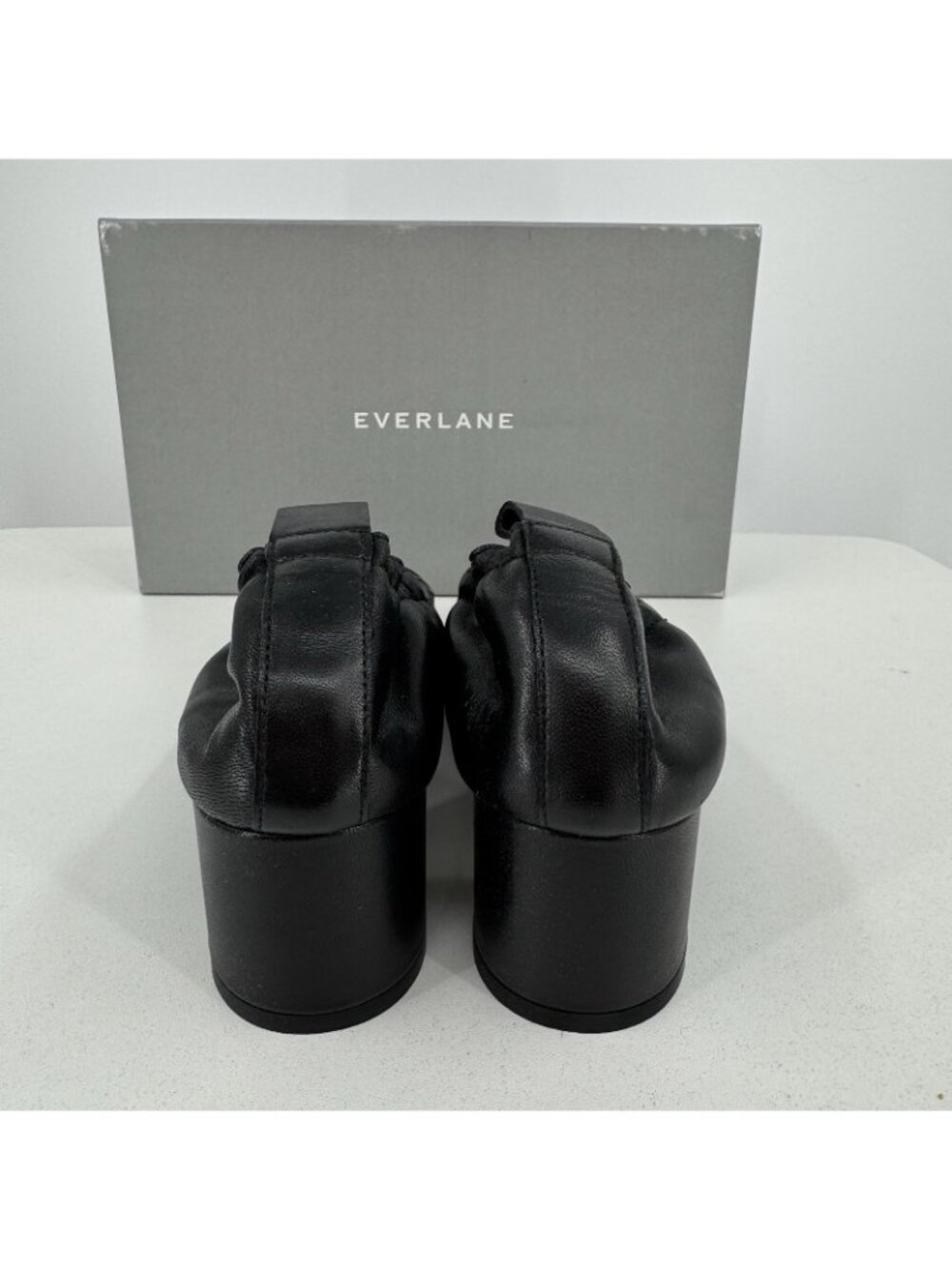 Everlane Italian Leather Day Heel size 8 Women's Black Elastic Back Comfort - Picture 8 of 11